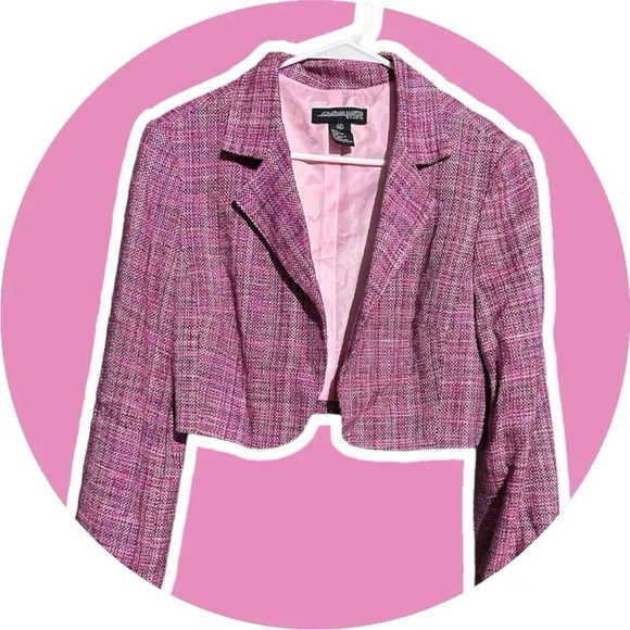 Jonathan Martin Blazer Pink Tweed Vintage Crop Legally Blonde Style Barbie Sz 12 - Picture 2 of 4